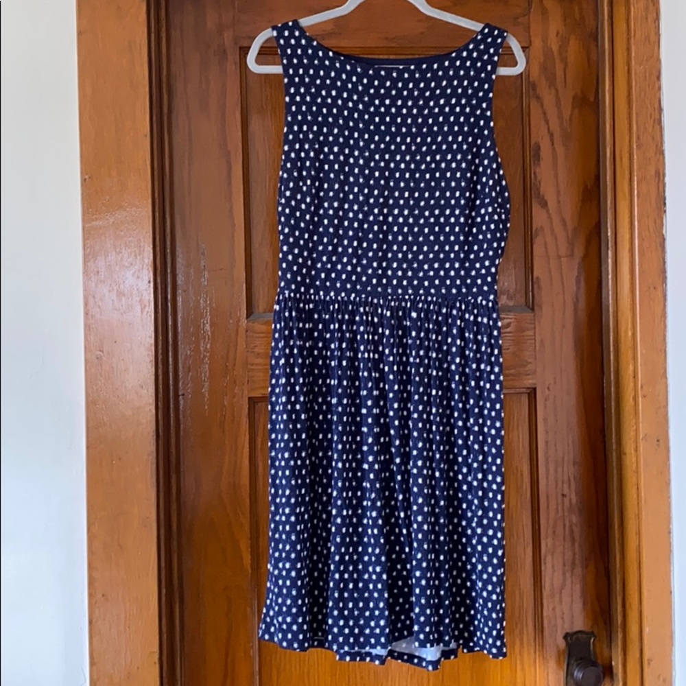 Loft - EUC Cotton Navy blue and white Dress